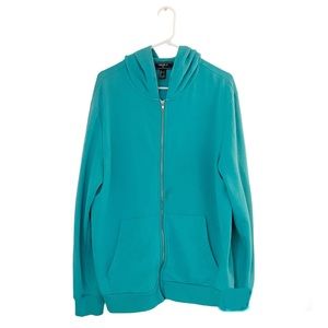Forever 21 Zip Up Hoodie Comfy Cyan Blue-Green Cotton Blend Men’s Large (L)